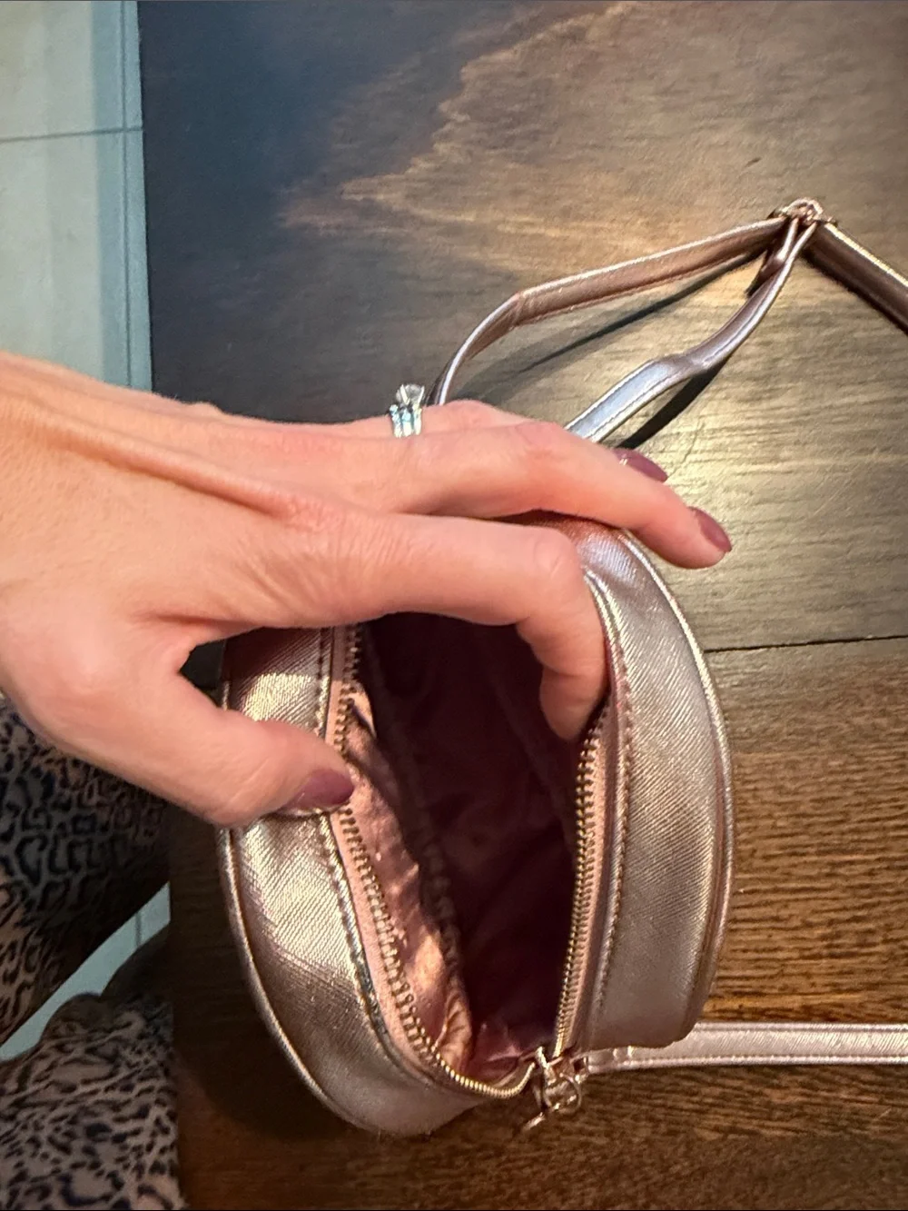 Disney Rose Gold Sequin Minnie Mouse Crossbody Bag